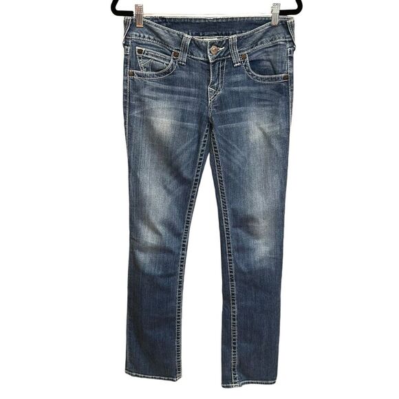 True Religion Straight Leg Jeans Womens 29 Low Rise Med Wash - Picture 2 of 14